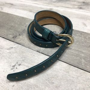 Talbots Teal Green Studded Leather Belt